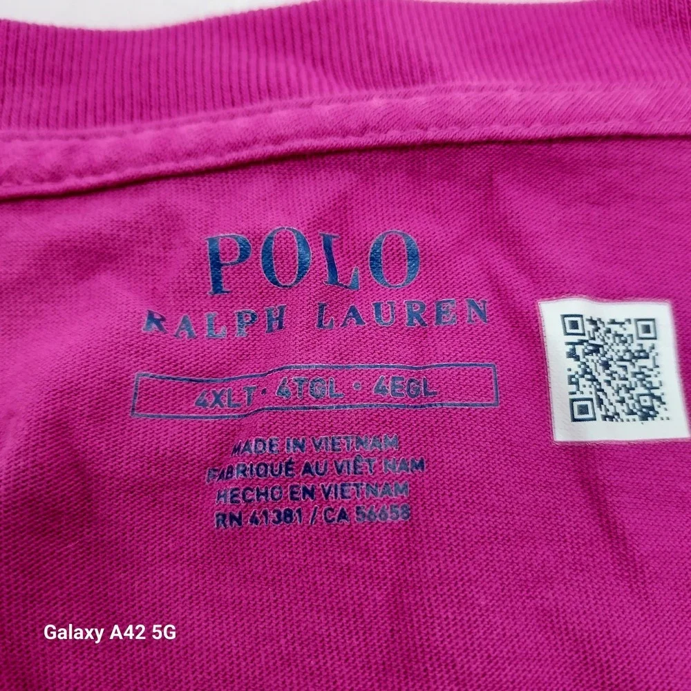 Polo Ralph Lauren Magenta Pink Pocket T-Shirt Men 4XLT Big & Tall Blue Pony Logo